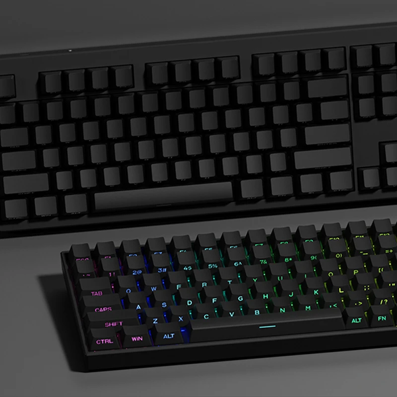 

Черные PBT-кейкапы с боковой печатью OEM-профиля, минималистичный стиль, двойное литье, светопропускающие, кастомные кейкапы для игровой клавиатуры с переключателями MX