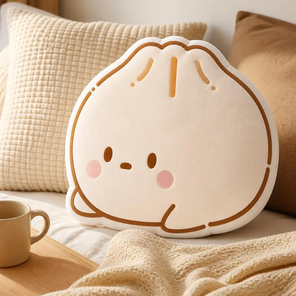 Dumpling Cute Food Plush Pillow Cushion Irregular Stuffed Throw Pillow Home Decor Gift Sofa Bed Couch