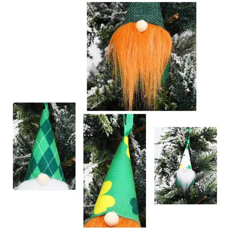 6 قطعة زينة عيد باتريك جنوم الأيرلندية الجني السويدية التماثيل الحلي المعلقة الاسكندنافية Tomte Elf القزم