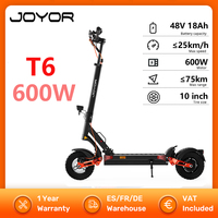JOYOR T6 Electric Scooter 600W 48V 18Ah Battery EScooters 70KM Range 25Km/h Max Speed 10 Inch Tire Foldable Electric Scooter
