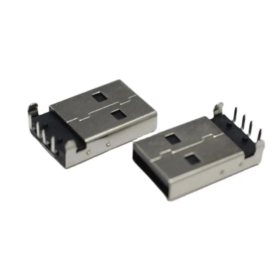 10/30/50pcs USB Type A Male Plug Connector Plate Inserted 90 Degrees Bent Pin Jack Plugs DIY Connectors