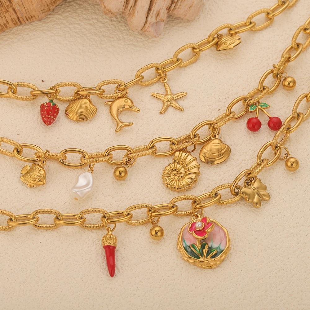 GIOIO roestvrij staal zeester schelp armband vergulde hanger armbanden voor vrouwen sieraden waterdicht trendy sieraden cadeau