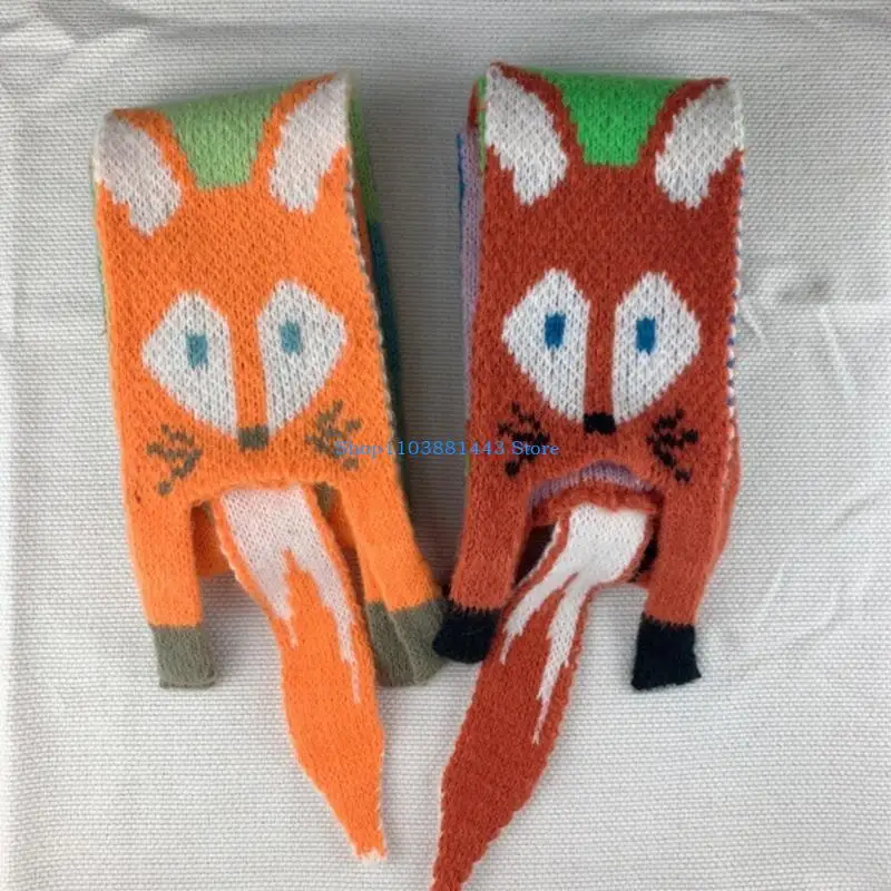 Q6RE Mooie gebreide dierensjaal Winter essentieel voor kinderen en vrouwen, zacht en gezellig halsdoekkledingaccessoire