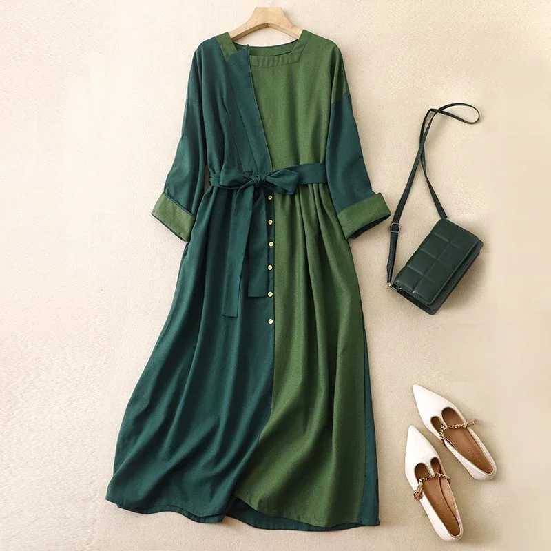 

Pop New Designer Indie Folk Women Dresses Elegant Fashion Patchwork Irregular Party Dresses Vintage A-Line Long Dress For Women