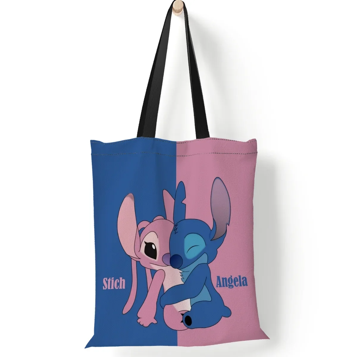 Lilo & Stitch damskie torebki Disney Cartoon ścieg przenośna torba na zakupy dla dziewczynek torby płócienne torby na ramię 35x40cm