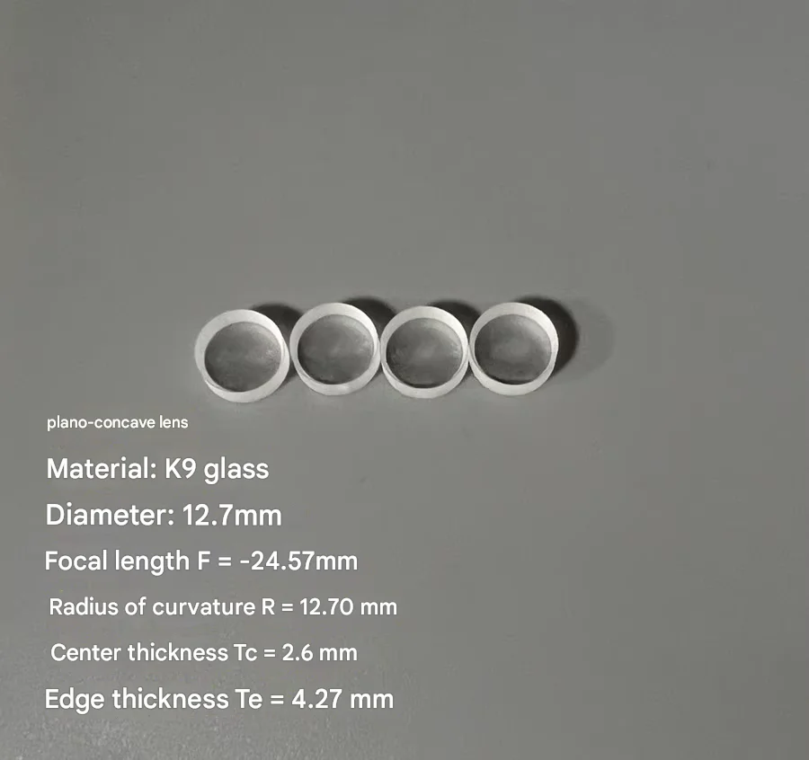 

K9 plano-concave lens diameter 12.7mm focal length 24.57mm optical glass BK7 concave beam expander lens