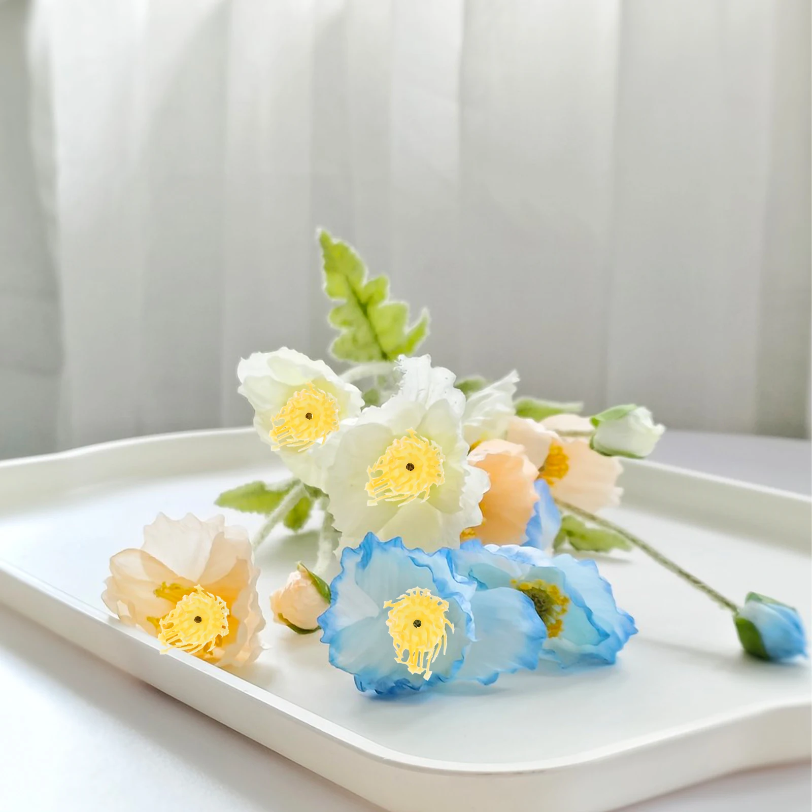 30 قطعة من الزهور المحاكاة للسبع البلاستيكية الواقعية DIY الزهور الاصطناعية لصنع البطاقات إكليل القصاصات باللون الأصفر