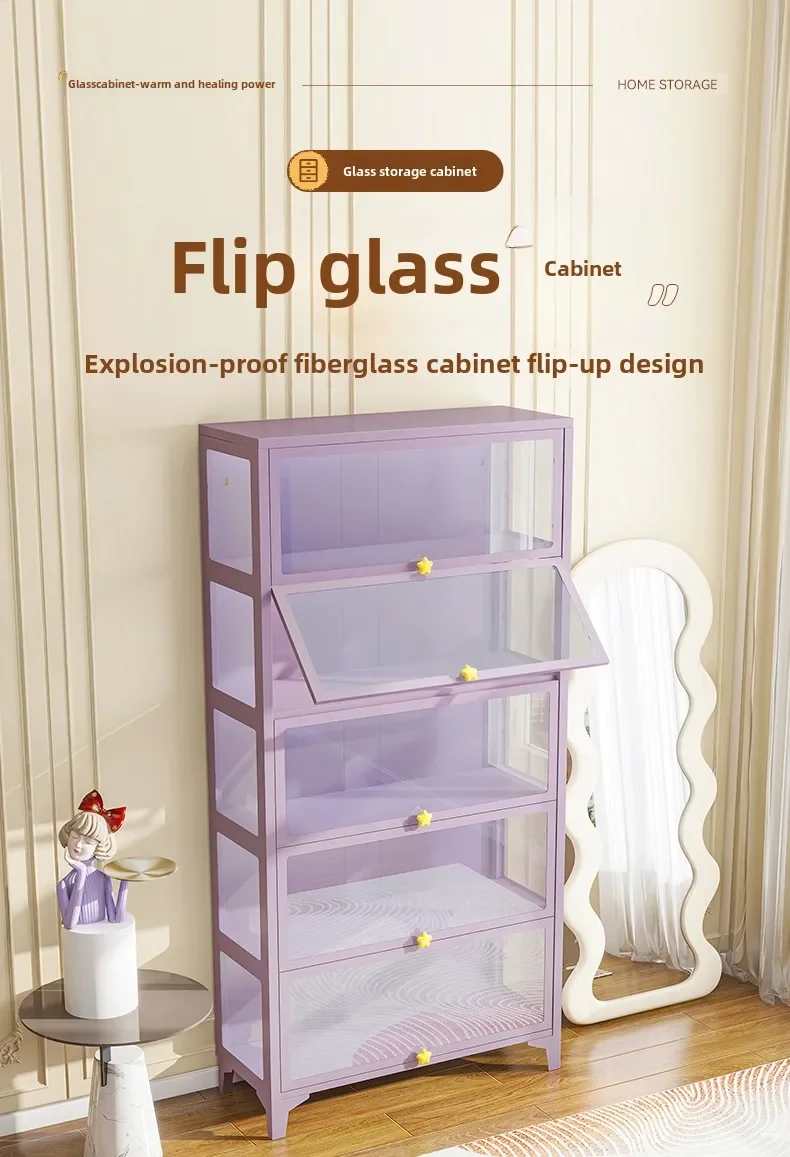 Figure Display Cabinet Pain Cabinet Household Display Cabin et Blind Box Millet Storage Cabint Dust Locker Steel Glass Bookcase