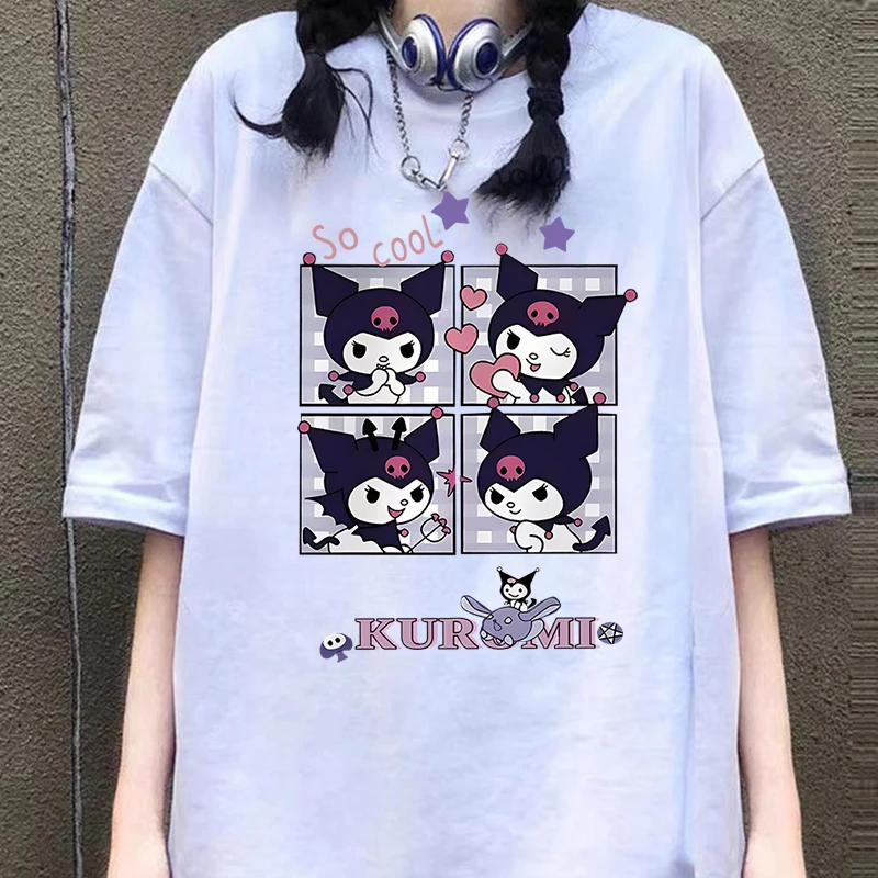 

Japanese Cartoon Over Size Kurumi T-shirt Women 2023 Summer New Loose Cute Girl Simple Fashion Harajuku Tops