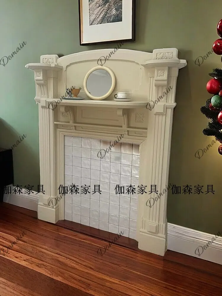American classical fireplace background wall retro art solid wood American fireplace decorative cabinet