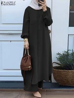 ZANZEA automne ensembles musulmans turquie dubaï Abaya femmes à manches longues chemise ensemble pantalons décontractés costumes Abayas pour les femmes tenues islamiques 4