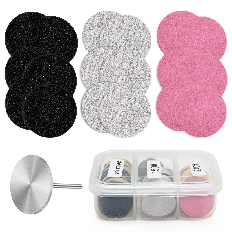 15/20/25mm remoção de calos de cutícula de pé papel de lixa substituível com kit de almofadas de disco de pedicure limpador de pele morta arquivos de raspa de pé