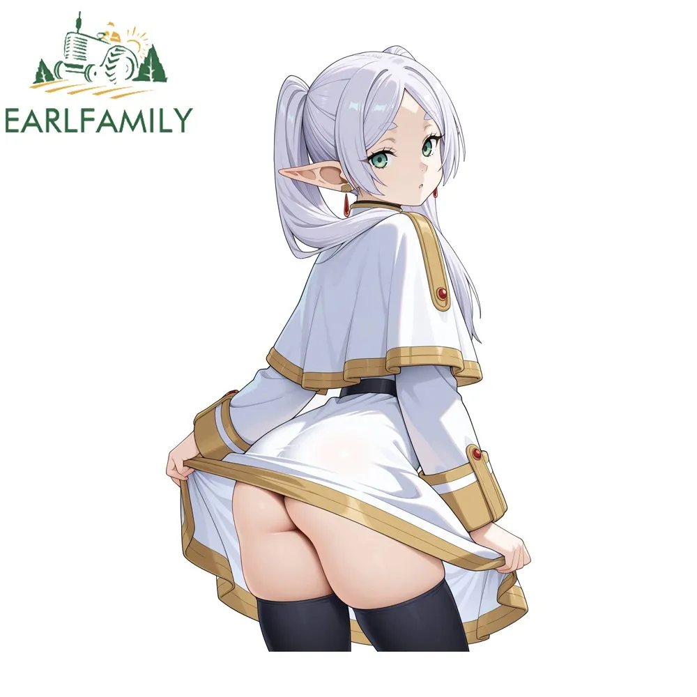 EARLFAMILY مغرية Frieren NSFW عارية الحمار ملصقات السيارات الساخن أنيمي فتاة سكيت مرآة الرؤية الخلفية ملصق مائي ممارسة الفينيل سيارة التفاف ،