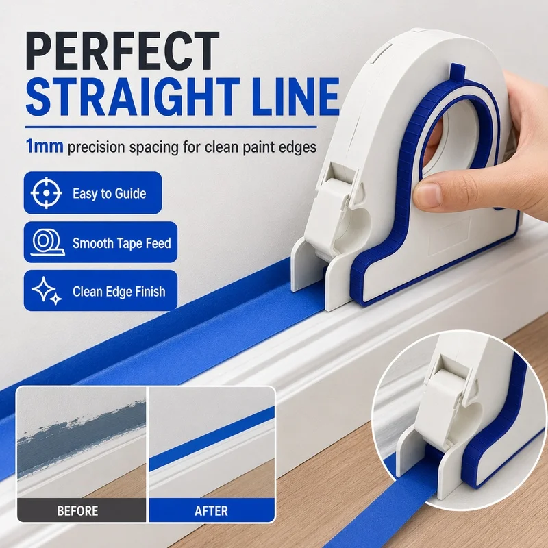 Ferramenta Aplicadora de Fita de Mascaramento para Pintura, Dispensador de Fita para Bordas de Parede, Calafetagem, Selagem de Juntas de Azulejos e Fissuras, para Reforma Doméstica DIY