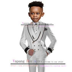 Satin Boys Suit Jacket Vest Pants Collar Set of 4 Wedding Tuxedo Fashion White Clothes for Kids Blazer