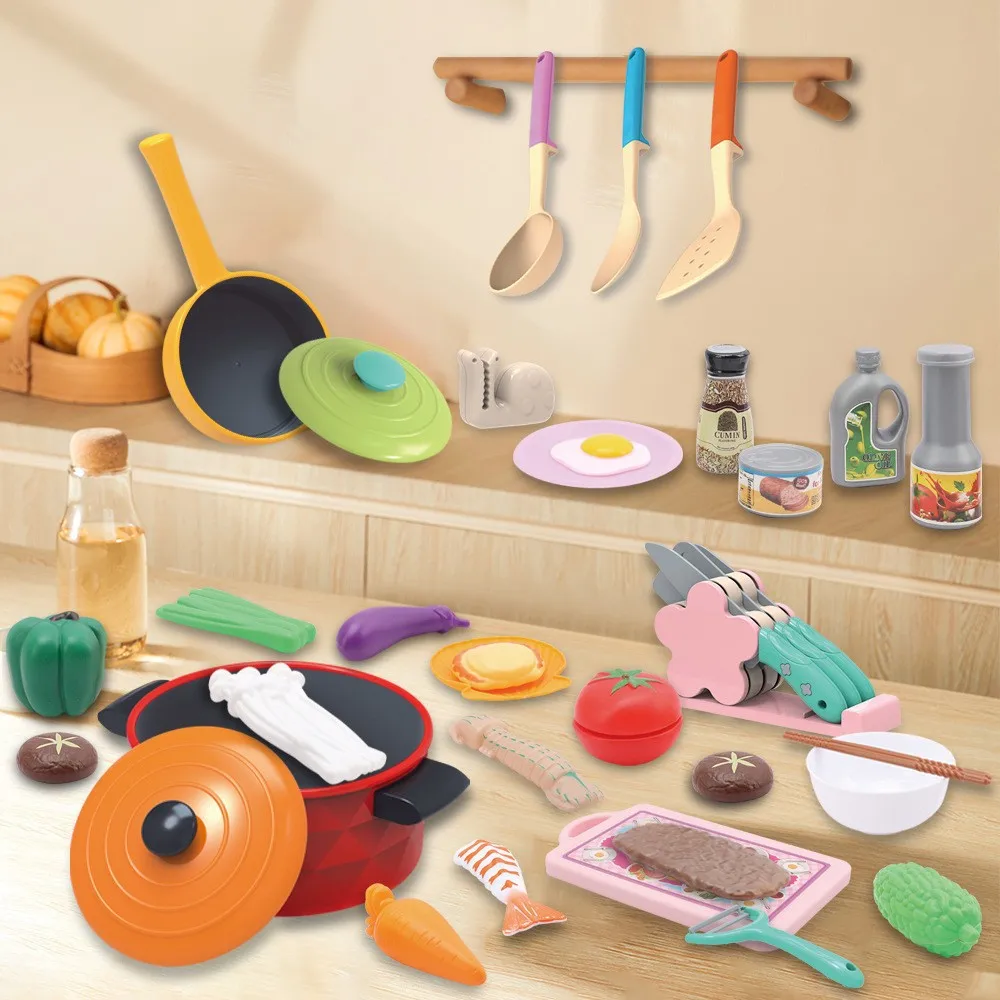 ชุดของเล่นครัวจิ๋วสำหรับเด็ก กระทะก้นแบน พร้อมตะหลิว ทัพพี ชุดทำอาหาร ผัด ทอด ของเล่นเสริมสร้างปฏิสัมพันธ์ระหว่างพ่อแม่ลูก