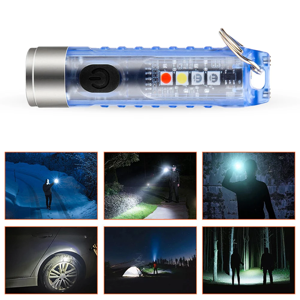 

Charging Keychain Flashlight Bright Torch Mini Portable Emergency Light ABS PC Stainless Steel High Beads Long