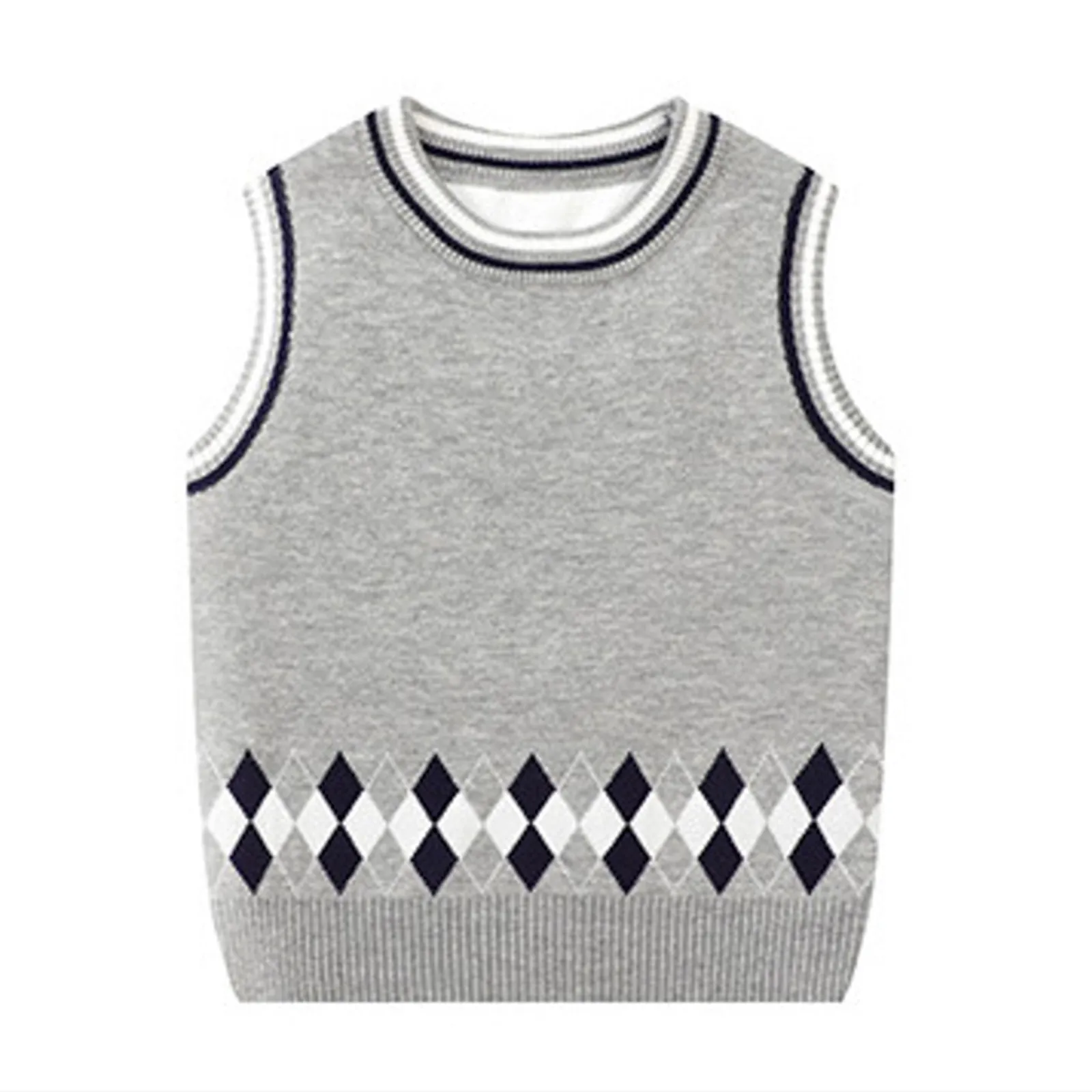 Autumn Spring Casual Kids Boys Girls Outerwear Sweater Vest Tops Knitwear Chic Sleeveless Pullover Knit School Waistcoat 2-7T