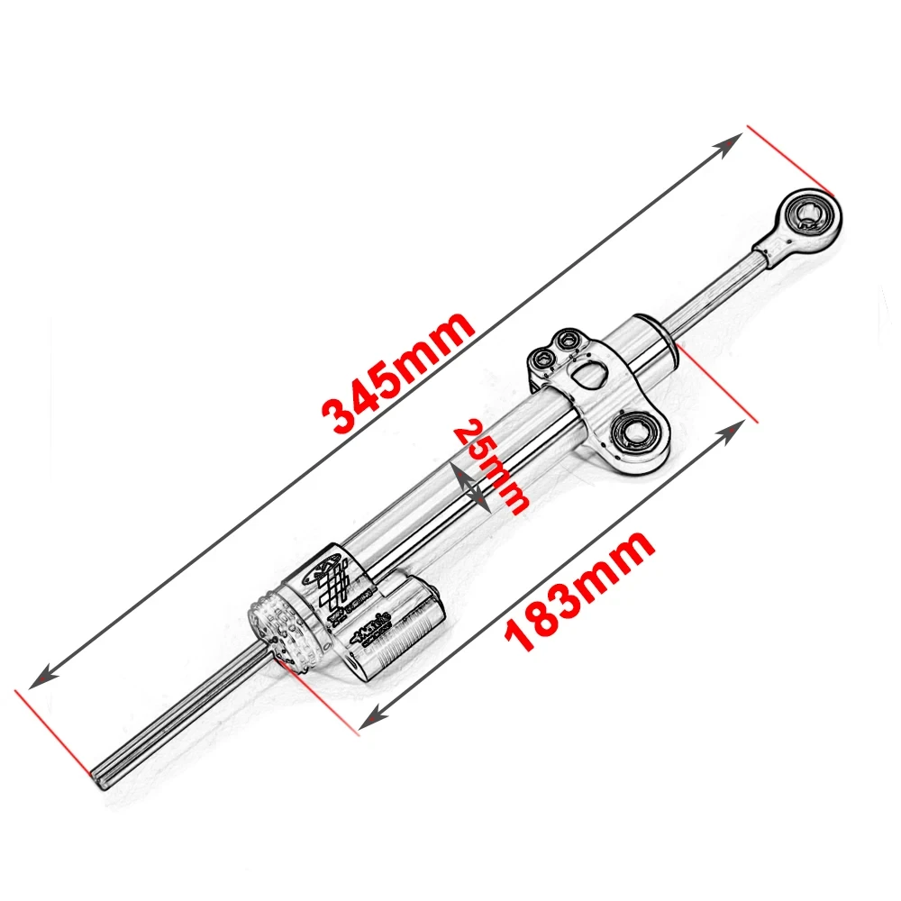 Universal Motorcycle Adjustable SteeringDamper StabilizerforYamaha MT10,MT-07MT09, ZX6R, YZF, R6, CBR650R, CB1000R, 345mm, 255mm