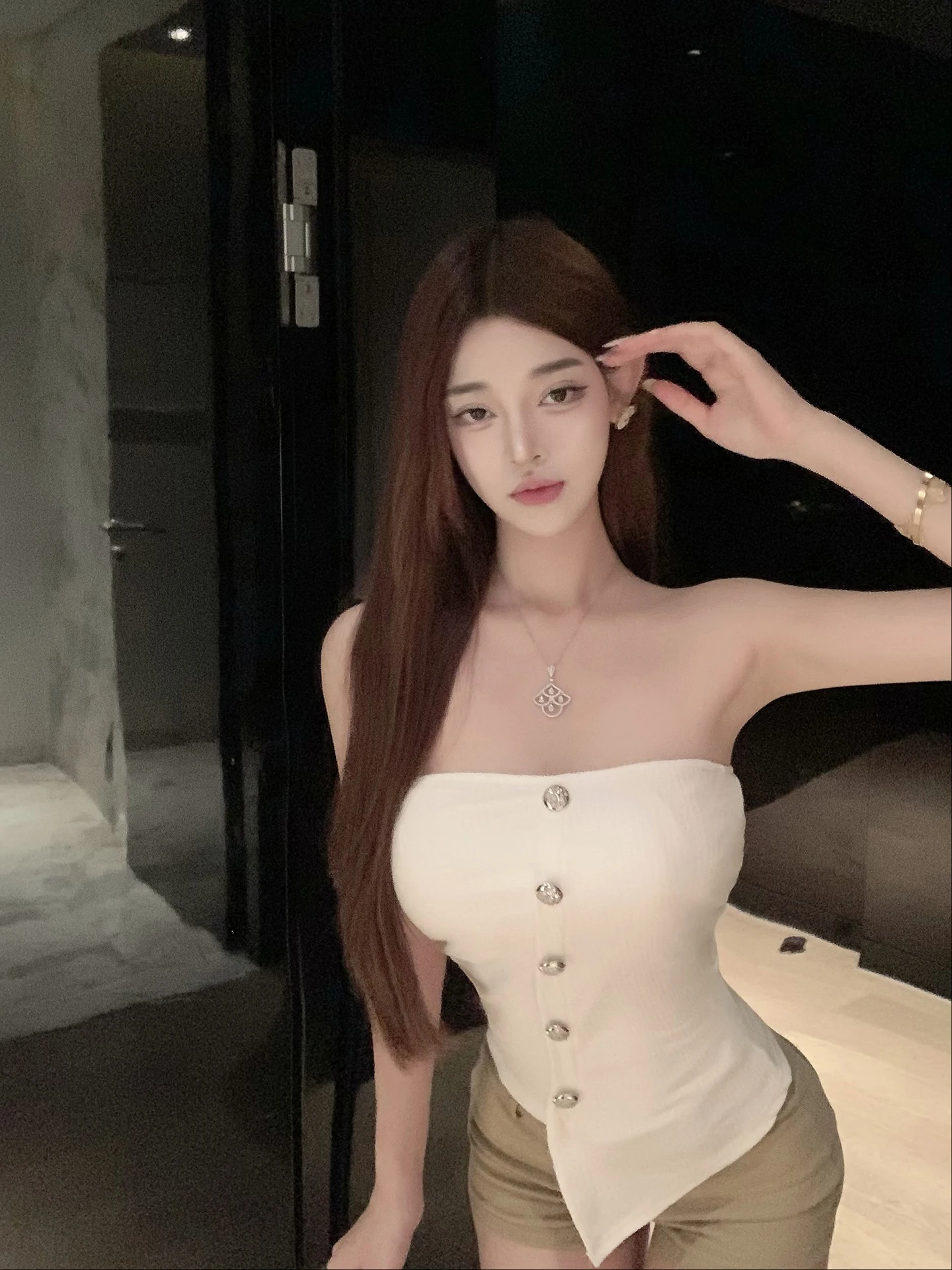 

Luna Sexy Strapl Crop Top Pure Desire Sle Slim Fit Asymmetrical New Arrival Women's Zipper ort Length Color