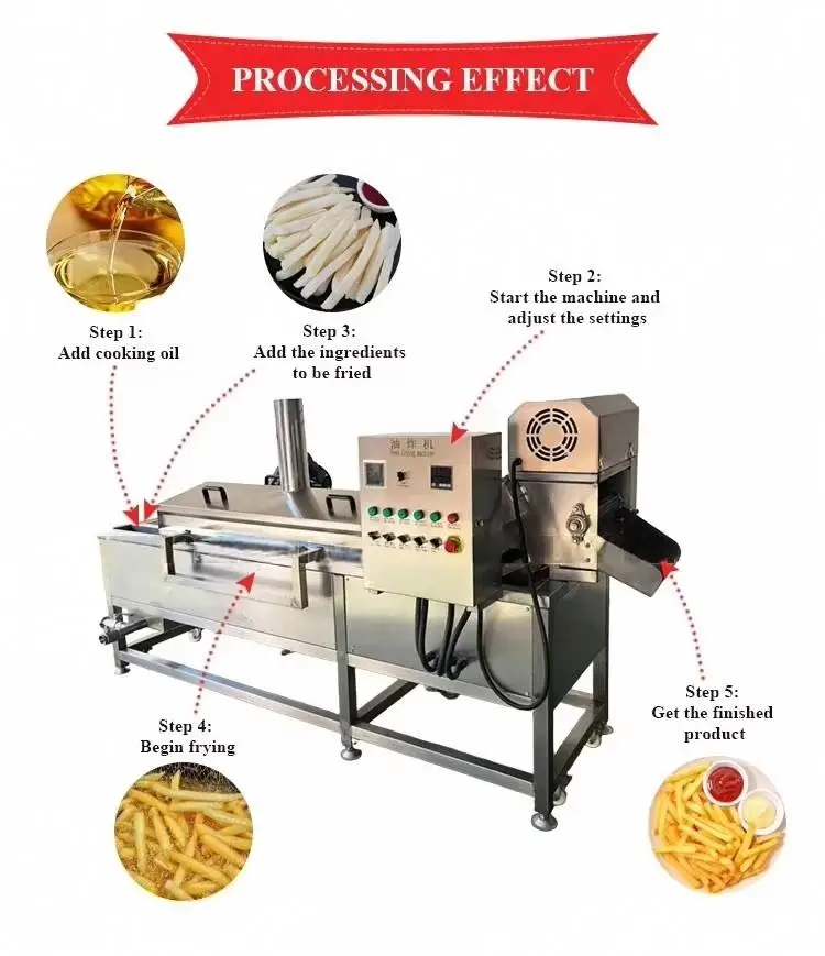 Factory Supply Crispy Fried Fish Fillet and French Fries Chips Calamari Rings Corn Fritters Frying Machine
