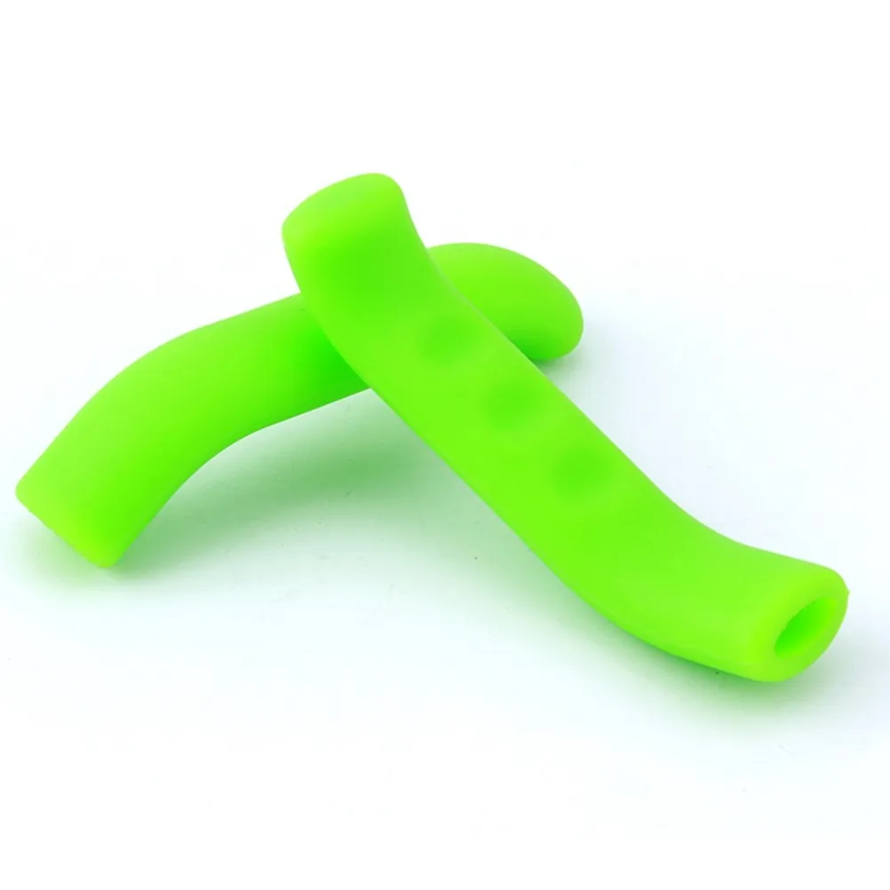 

1Pair Bike Handlebar Grips Silicone Brake Cover Green Ergonomic Shock Absorbing Comfortable Protective Covers for