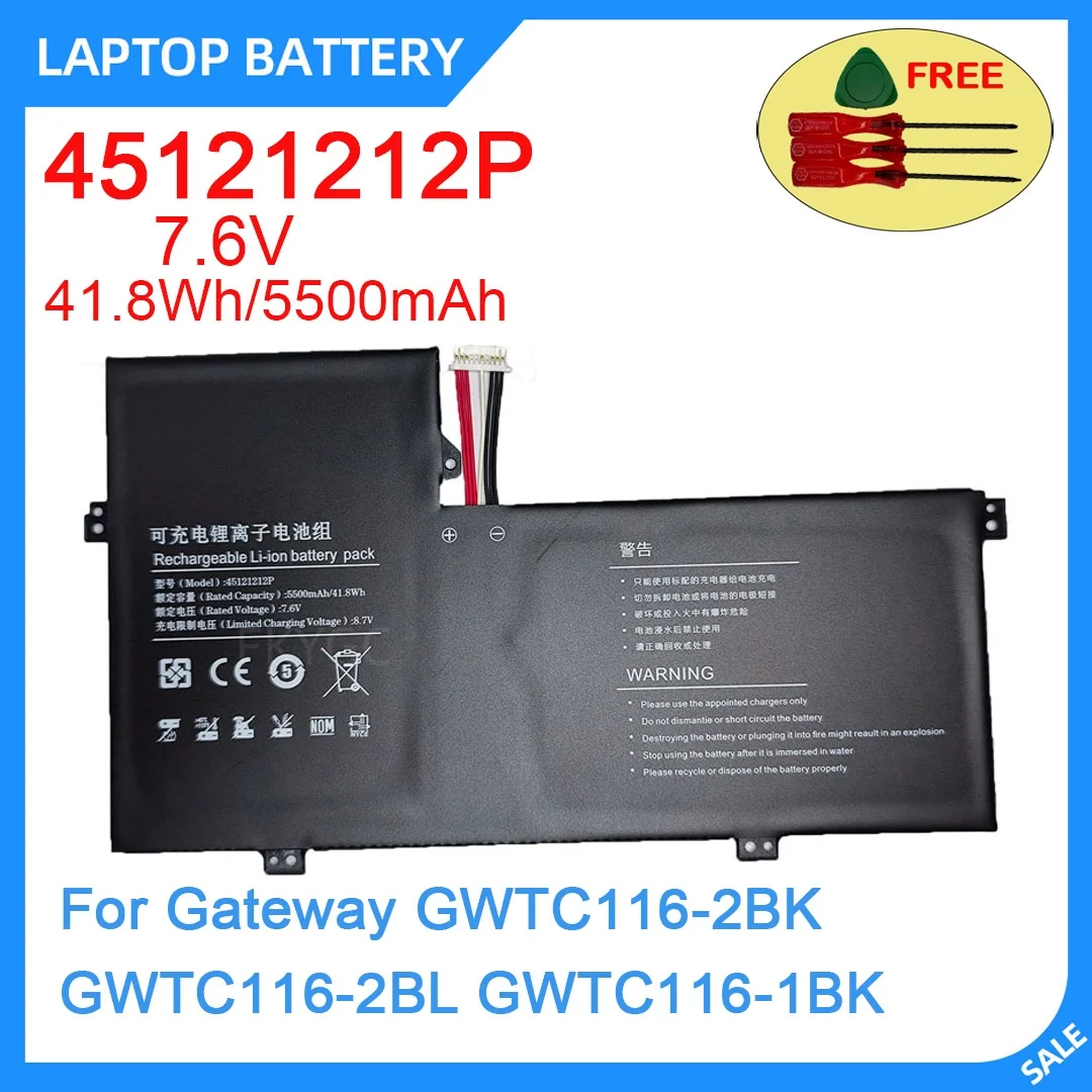 New Laptop Battery 45121212P 7.6V 41.8WH 5500mAh High Quality For Gateway GWTC116-2BK GWTC116-2BL GWTC116-1BK