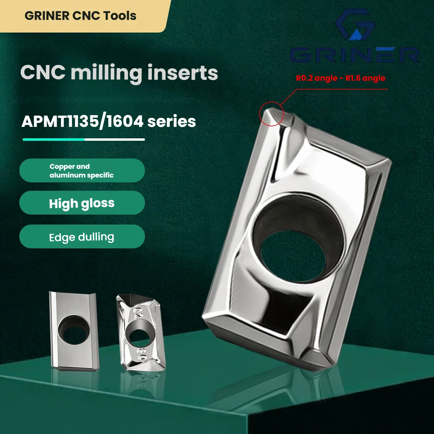APKT1135/1604PDFR-MA3/G2 High-gloss surface milling cutter for CNC center processing, specially designed for copper and aluminum