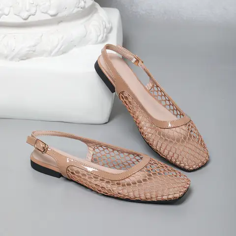 2026 Women's New Breathable One Belt Back Air Low Heel Sandals for Women Outerwear Headband Sandals and Slippers