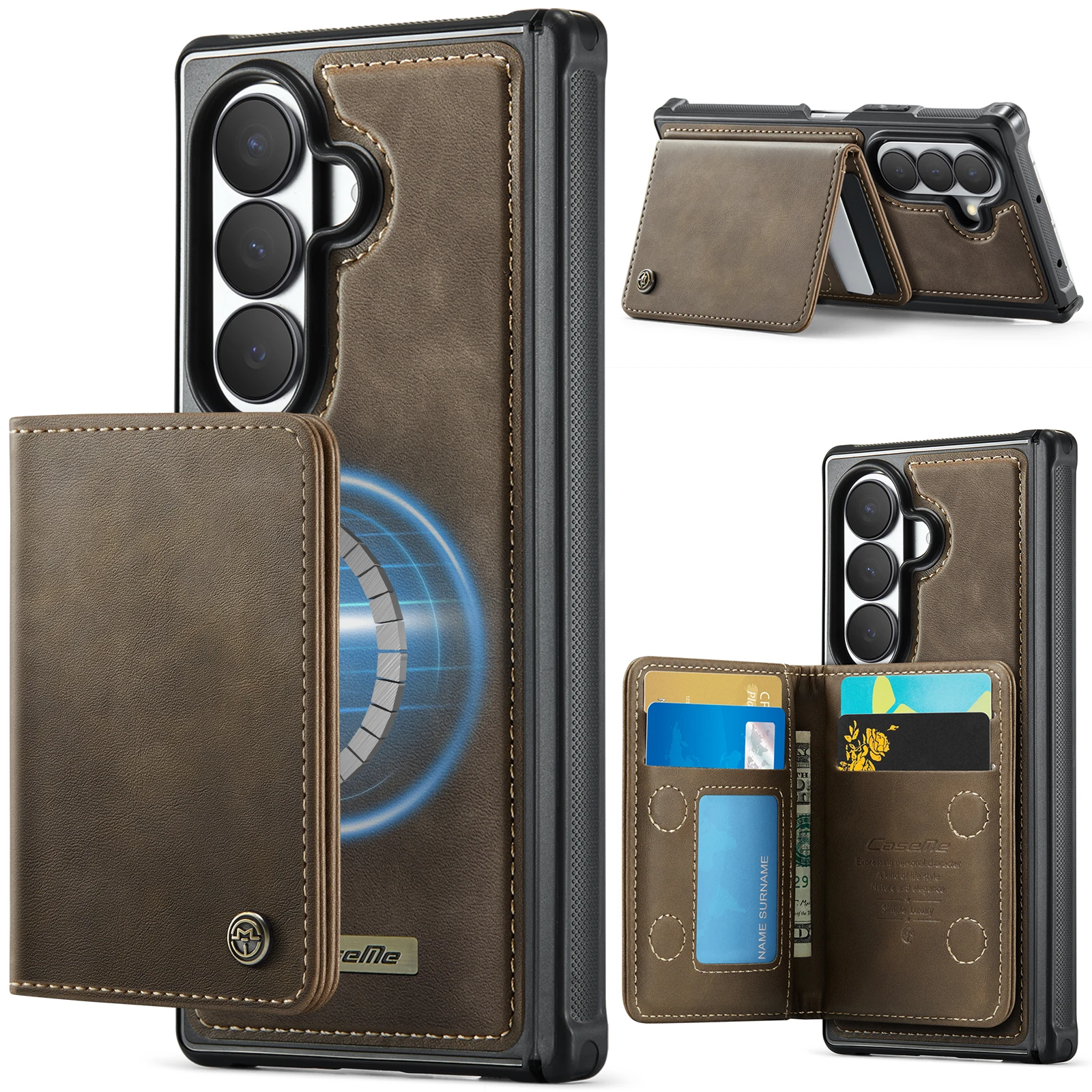 2 in 1 Detachable Card Holder Leather Case for For Samsung Galaxy Z Fold8 Ultra for Magsafe Shockproof Hinge Protection Cover