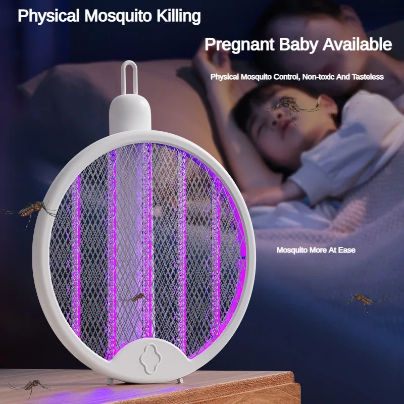 Foldable Electric Mosquito Swatter With USB Charging Wall Mounted Handheld Mosquito Repellent Lamp Outdoor Insect Repellent