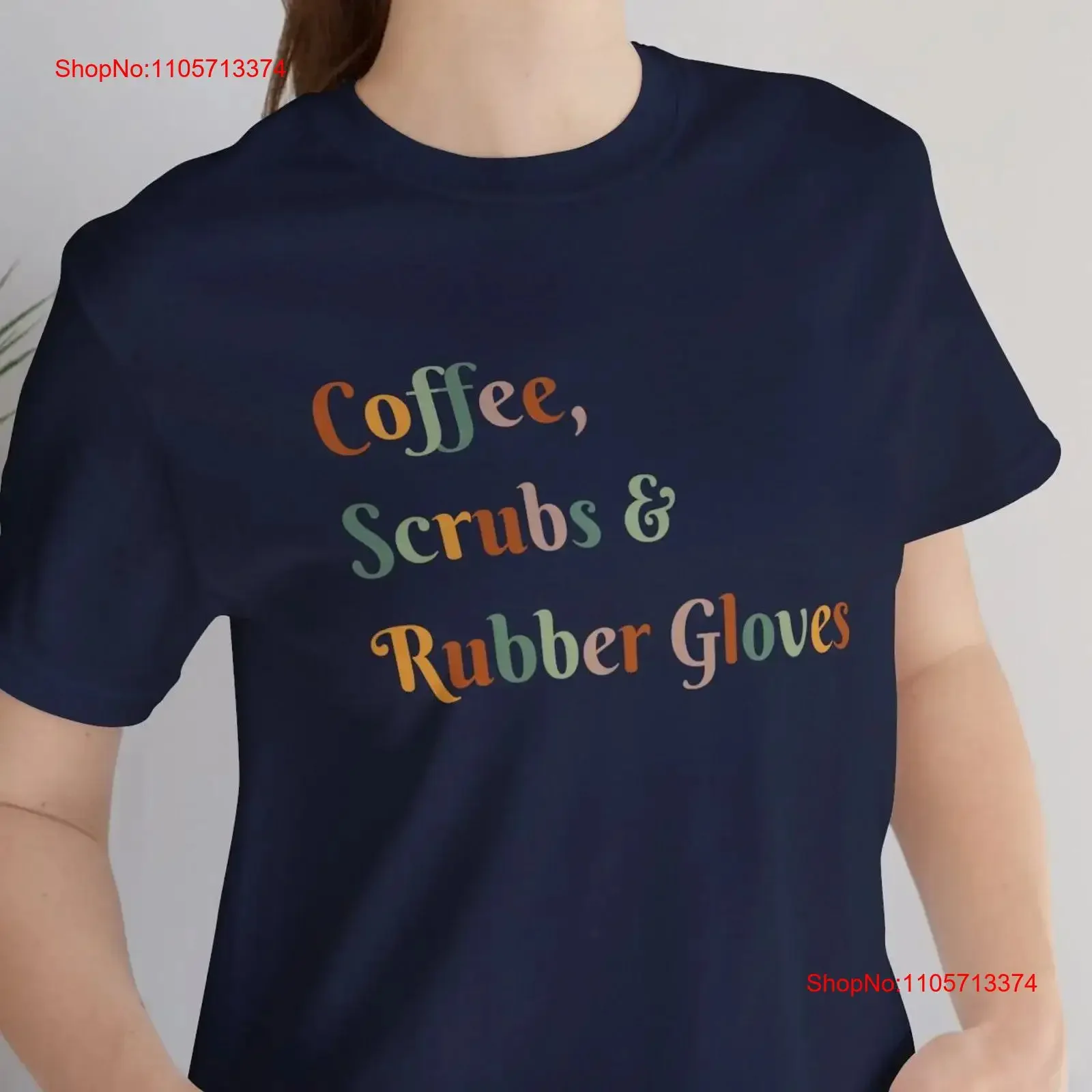 Coffee Scrubs and Rubber Gloves T Shirt Nurse Doctor Healthcare for Her vintage Washed Breathable graphic Comfortable fashion