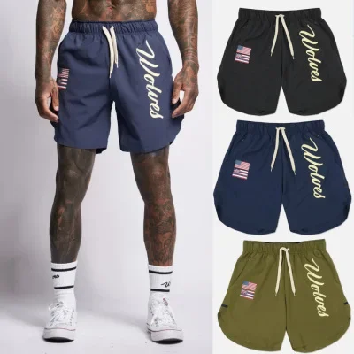 Summer Men\'s Three Part Shorts American Style Trend Breathable Loose Fit Fitness Pants Short Sports Quick Drying Casual Shorts