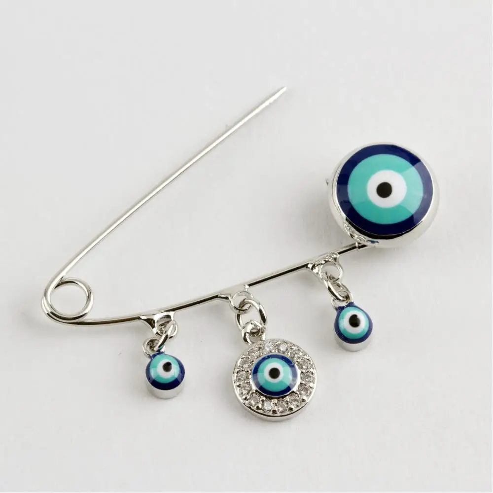 Evil eye Figured Cabochons Lux Hooked Brooch