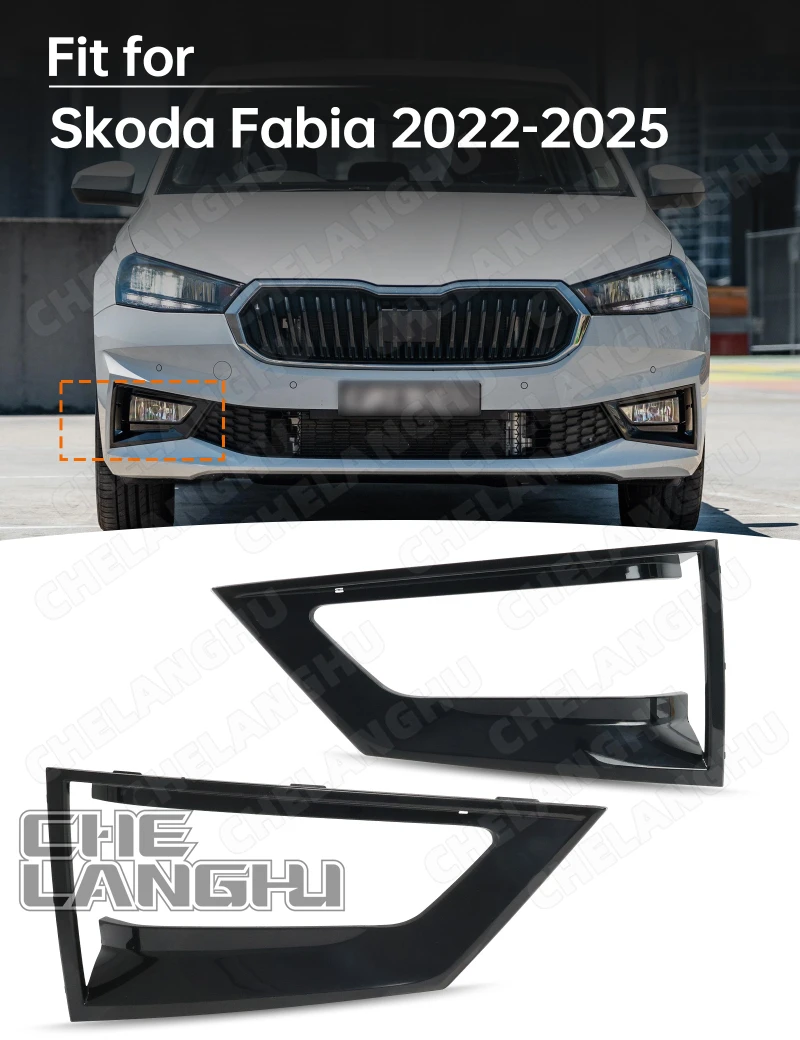 Front Bumper Fog Lamp Grille Trim For Skoda Fabia MK4 2022 2023 2024 2025 Car accessories Fog Light Cover Grill 6VA807682