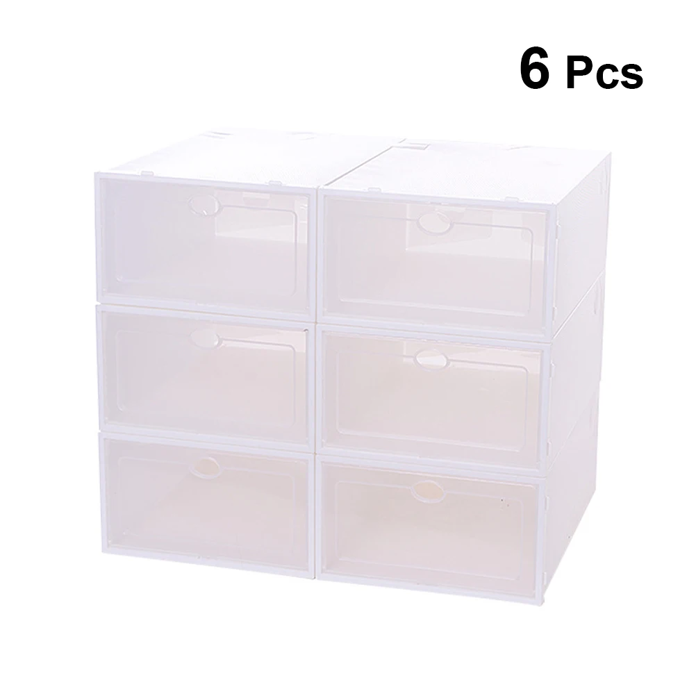 

6pcs Stackable Shoes Box Thickened Transparent Shoe Storage Container Space Saving For Small Rooms Closets Children'S