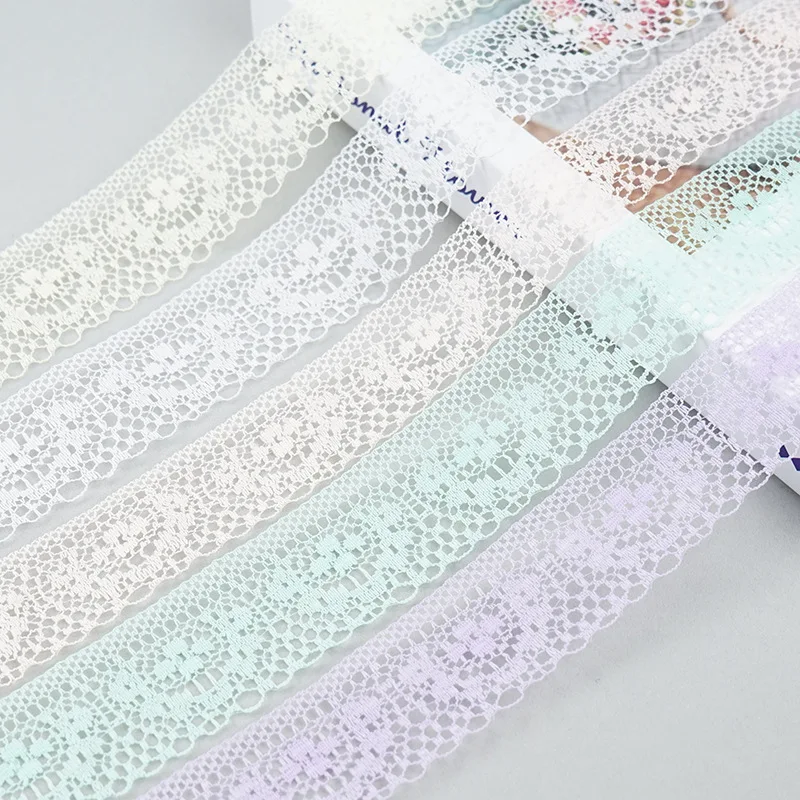 10M Hollow Out Floral Embroidered Lace Tape DIY Handmade Crafts Fabric White Black Pink Beige Blue Purple Yellow Red Lace Ribbon