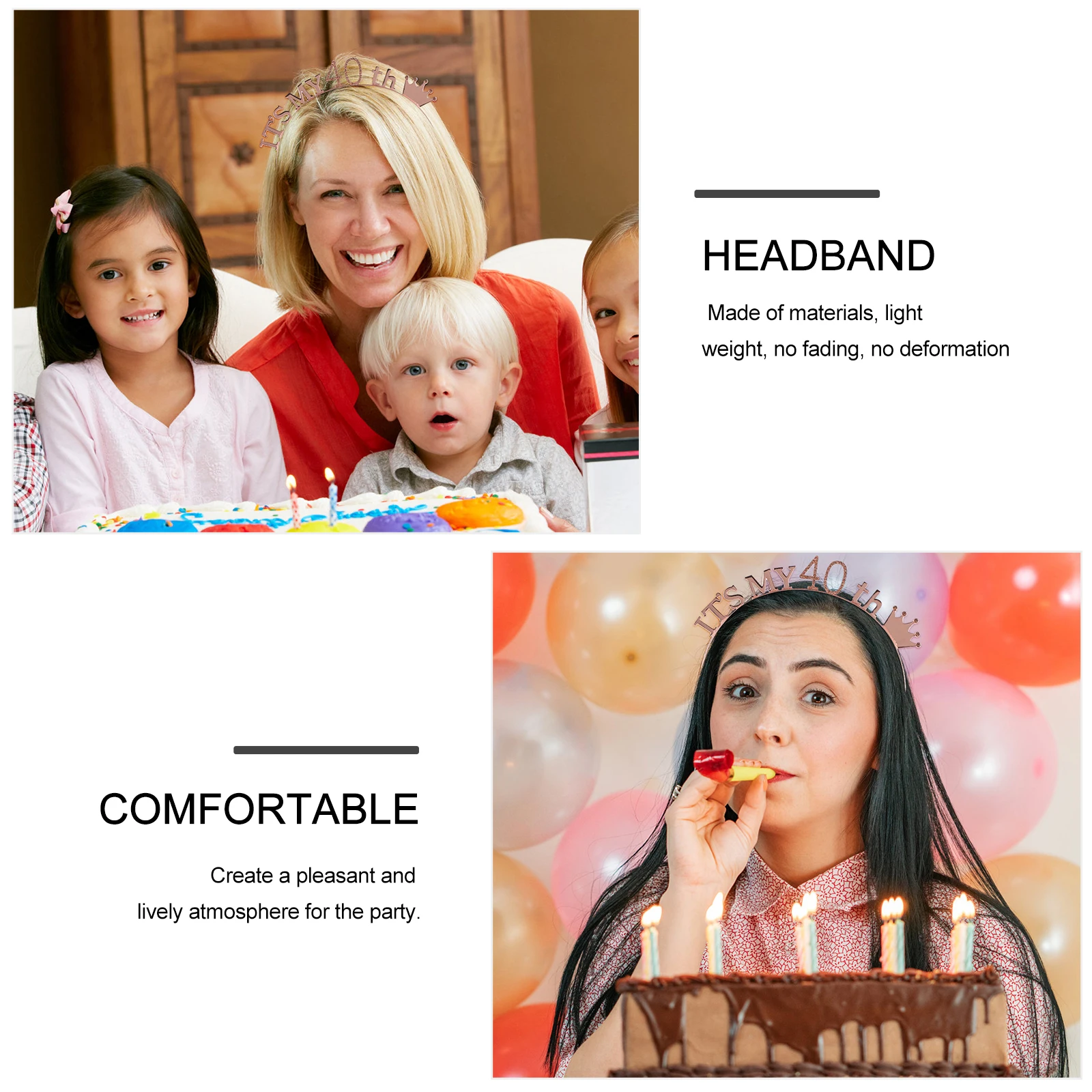 

2Pcs Birthday Party Crown Headband Set Safe Adorable Sash Hair Hoop Decorative Accessories Birthday Sash