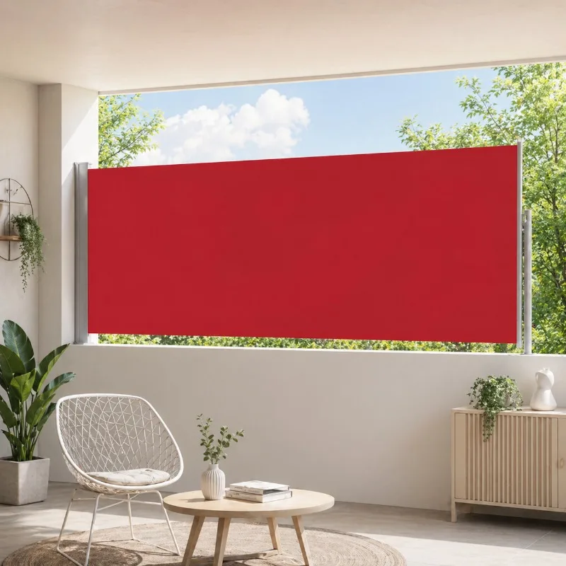 Ausziehbare Seitenmarkise 120×300cm Rot, Eleganter Praktischer Outdoor-Unterstand, Geeignet für Balkon, Terrasse und Innenhof zum Schutz der Privatsphäre und als Sonnenschutz