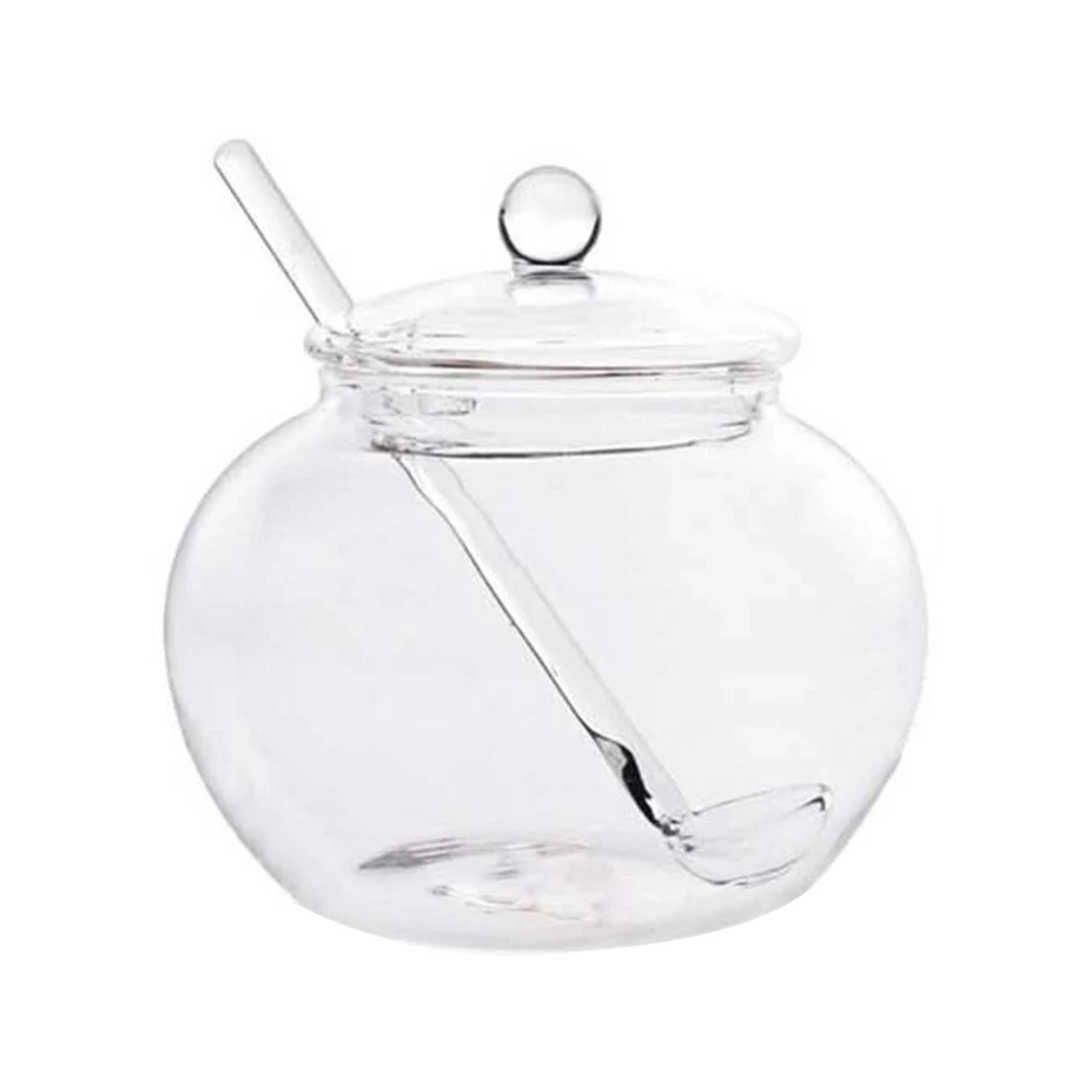 

Seasoning Jar with Spoon Sugar Storage Canister Lid Kitchen Food Containers Lids Jars Spoons and Clear White