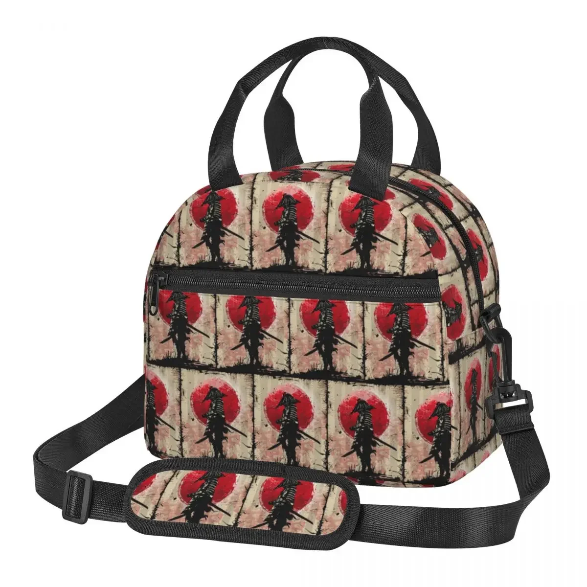 Japanese Art Samurai Fighter Bushido Insulated Lunch Bag for Women Children Leakproof Food Boxes Thermal Lunch Box Tote