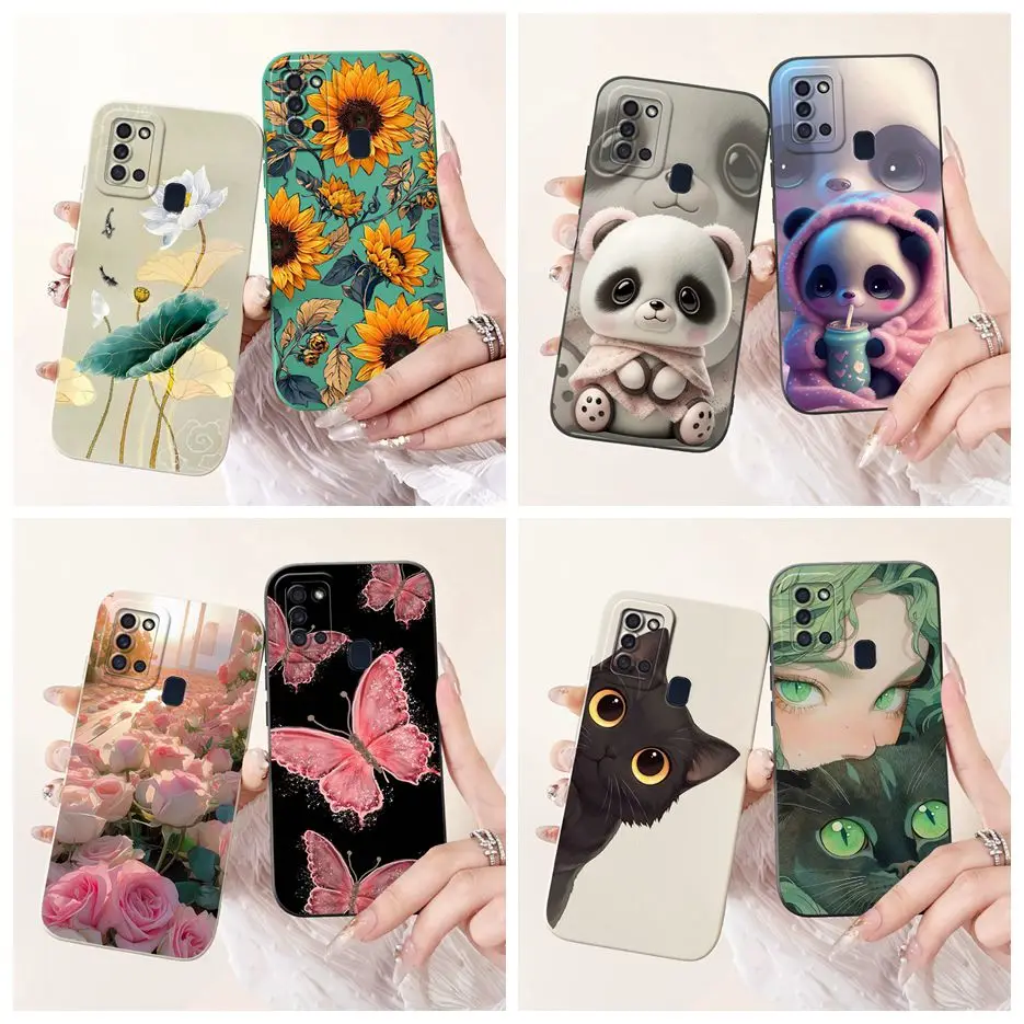 For Samsung Galaxy A21s Case SM-A217F New Luxury Candy Painted Cover Soft Silicone Phone Case For Samsung A21s A 21 s A217F Bags