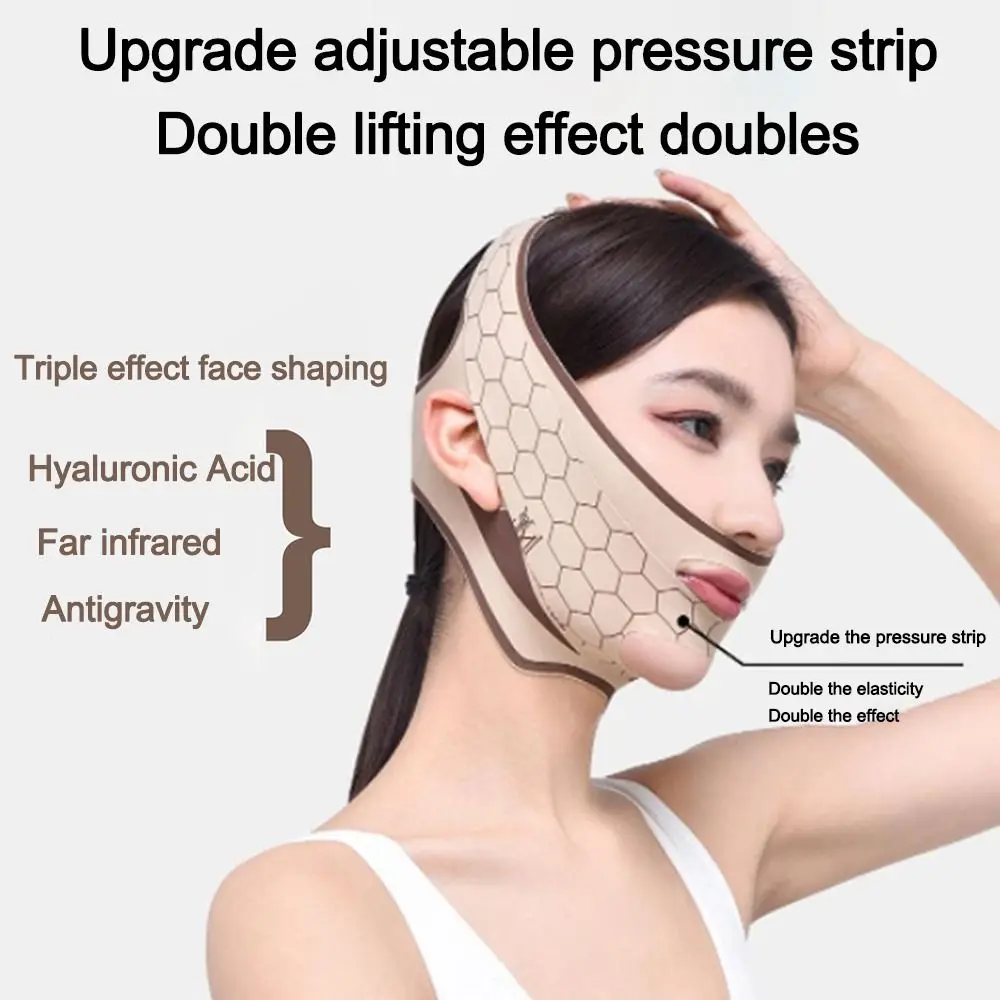 ปรับ Face Sculpting Sleep Mask Breathable V รูป V Line Shaping Mask Cooling Resuable Face Lifting กระชับเข็มขัด