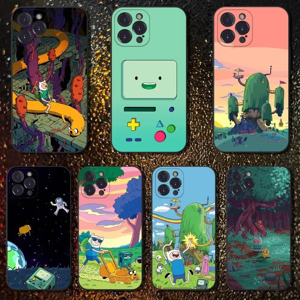 

A-Adventure Time canvas Phone Case For iPhone 16,15,14,13,12,11 Plus,Pro Max,XS,X,XR,SE,Mini,8,7,Soft Silicone Black Cover