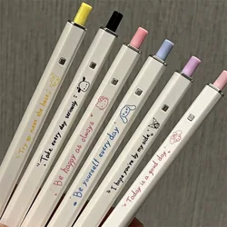 Sanrio 6Pcs Hello Kitty Cartoon Kuromi STQuick Drying Black 0.5mm Press The Ballpoint PenLearning Stationery Gifts