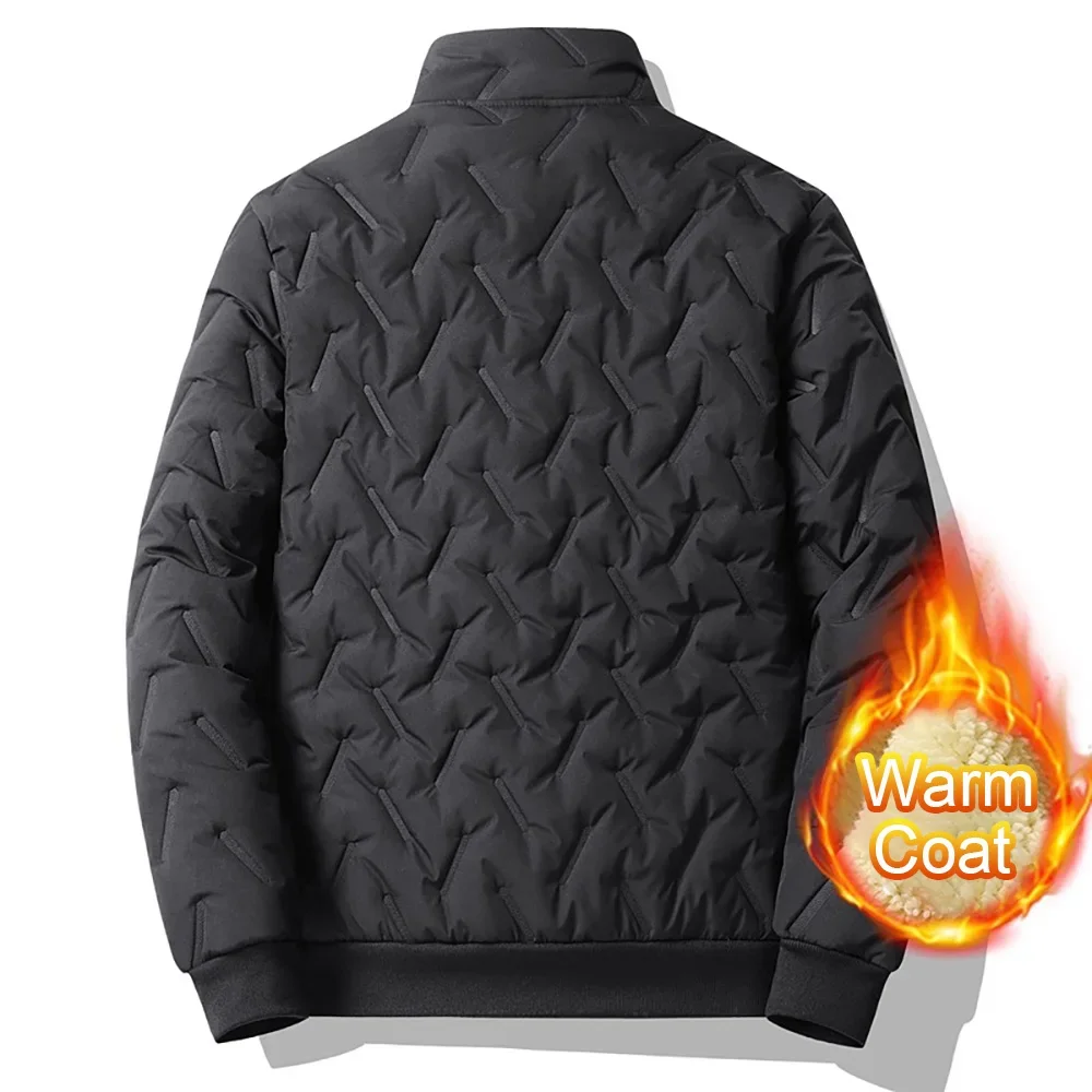 الرجال معطف الصوف الشتاء الخريف جديد عادية الوقوف طوق يندبروف الدافئة جاكيت زيبرا الحرارية بلون سليم صالح الذكور الملابس