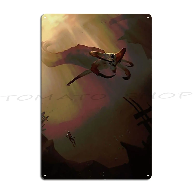 Subnautica Crashed Spaceship Poster Exploring The Lost River Ghost Leviathan Metal Signs