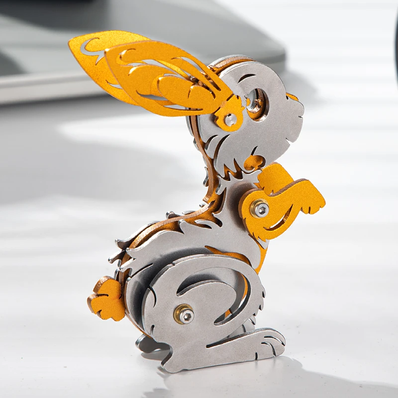 MOKR Konijn 3D Metalen Puzzel, een uitdagende hersenkraker voor volwassenen, een doe-het-zelfmodel, ideaal als verjaardagscadeau.