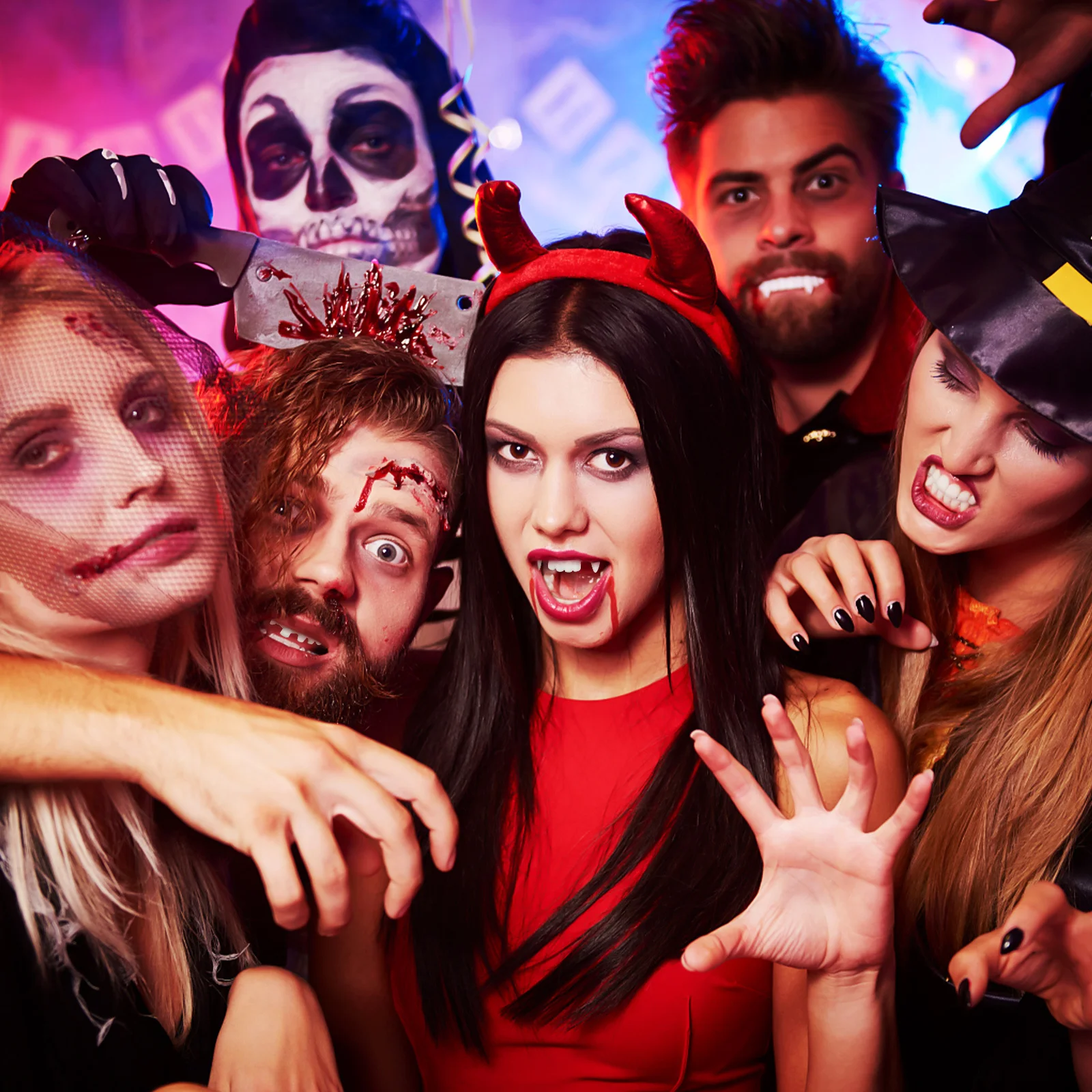 12 szt. Halloweenowe sztuczne zęby, żarty, wampirze kostry, rekwizyty do cosplayu, trwałe, wygodne, na imprezę kostiumową, wampirze kostry.