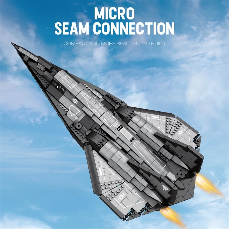 

1880PCS SR-72 Supersonic Jet Fighter Building Blocks Air Force Reconnaissance Aircraft Brick Desktop Ornament Military Model Toy